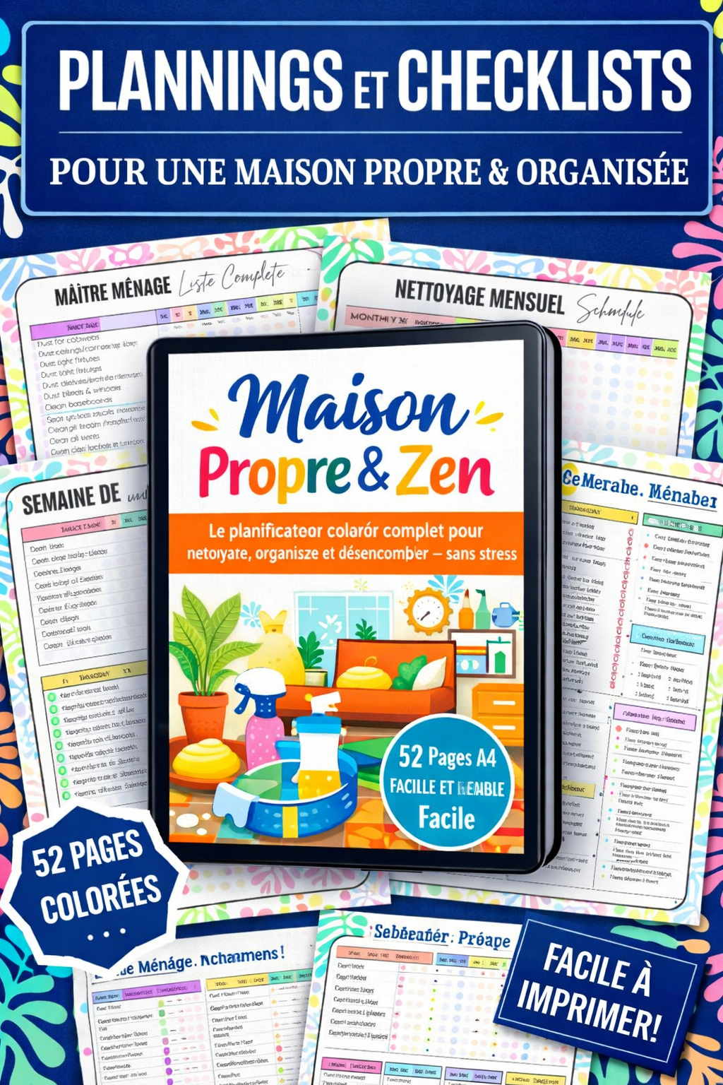 Maison propre en 15 min/jour — Planificateur Ménage 60 Pages | Inclut Version TDAH & Cerveau Atypique - Belka Pros®