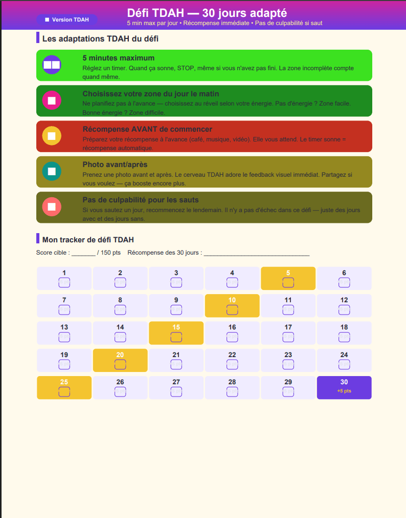 Maison propre en 15 min/jour — Planificateur Ménage 60 Pages | Inclut Version TDAH & Cerveau Atypique - Belka Pros®