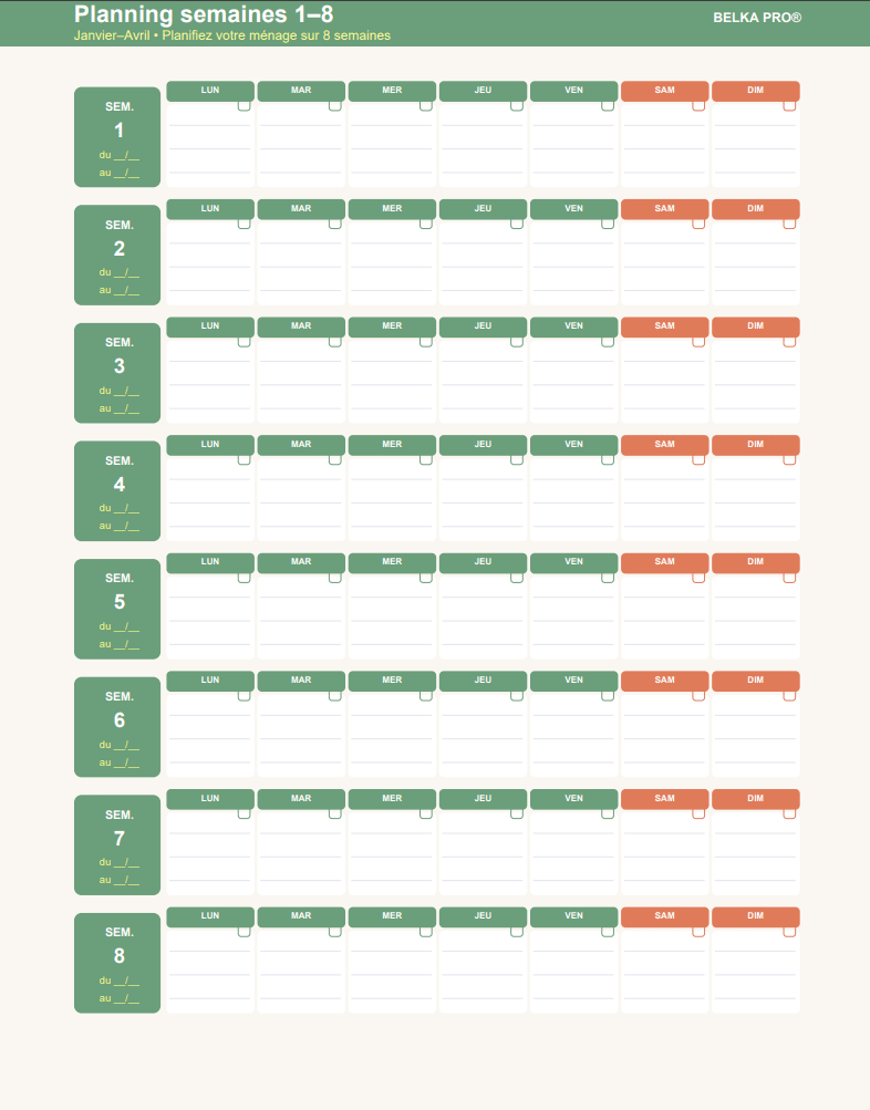 Maison propre en 15 min/jour — Planificateur Ménage 60 Pages | Inclut Version TDAH & Cerveau Atypique - Belka Pros®