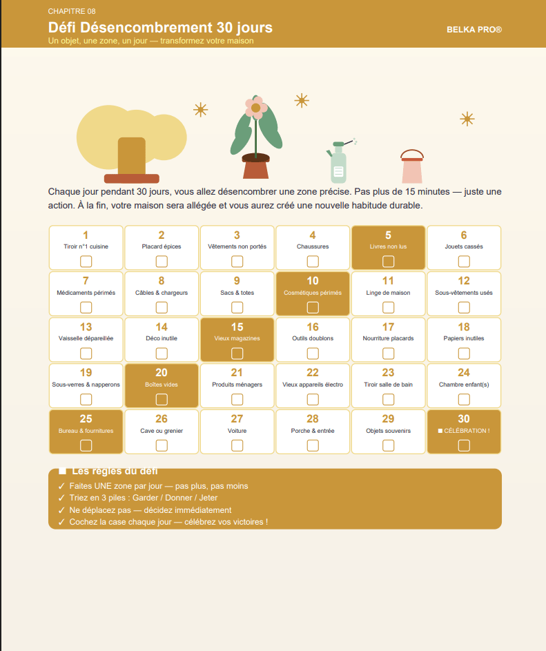 Maison propre en 15 min/jour — Planificateur Ménage 60 Pages | Inclut Version TDAH & Cerveau Atypique - Belka Pros®